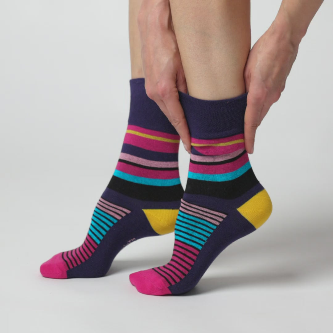 6 Pairs Ladies Colourburst Cotton Socks - Hyper Colour