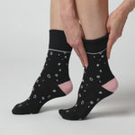 Load and play video in Gallery viewer, 6 Pairs Ladies Cotton Socks - Mod Dots Black
