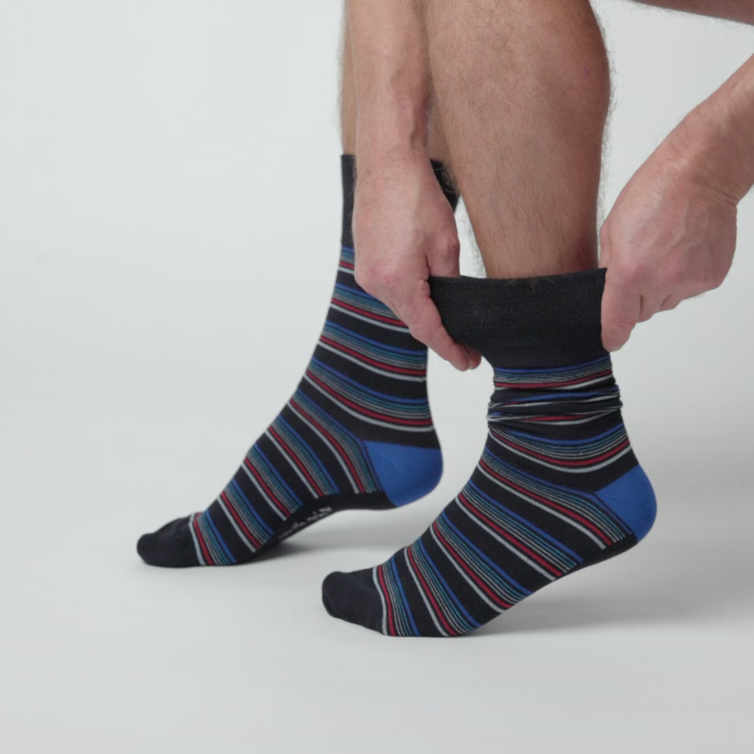 6 Pairs Men's Bamboo Socks - Sailor Stripe