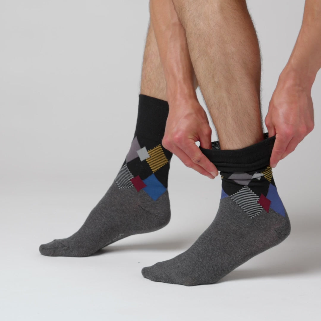 6 Pairs Men's Argyle Cotton Socks - Metro