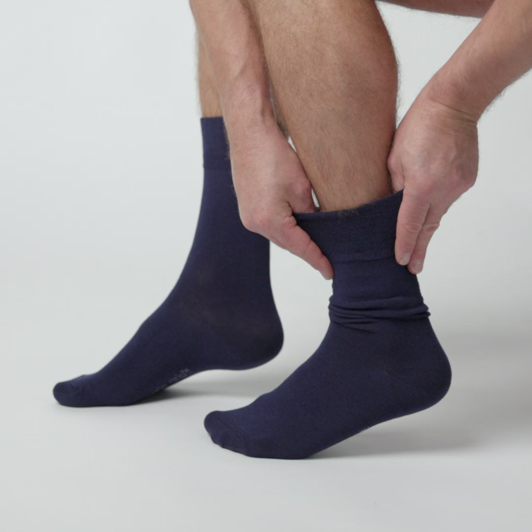 6 Pairs Men's Plain Cotton Socks - Navy