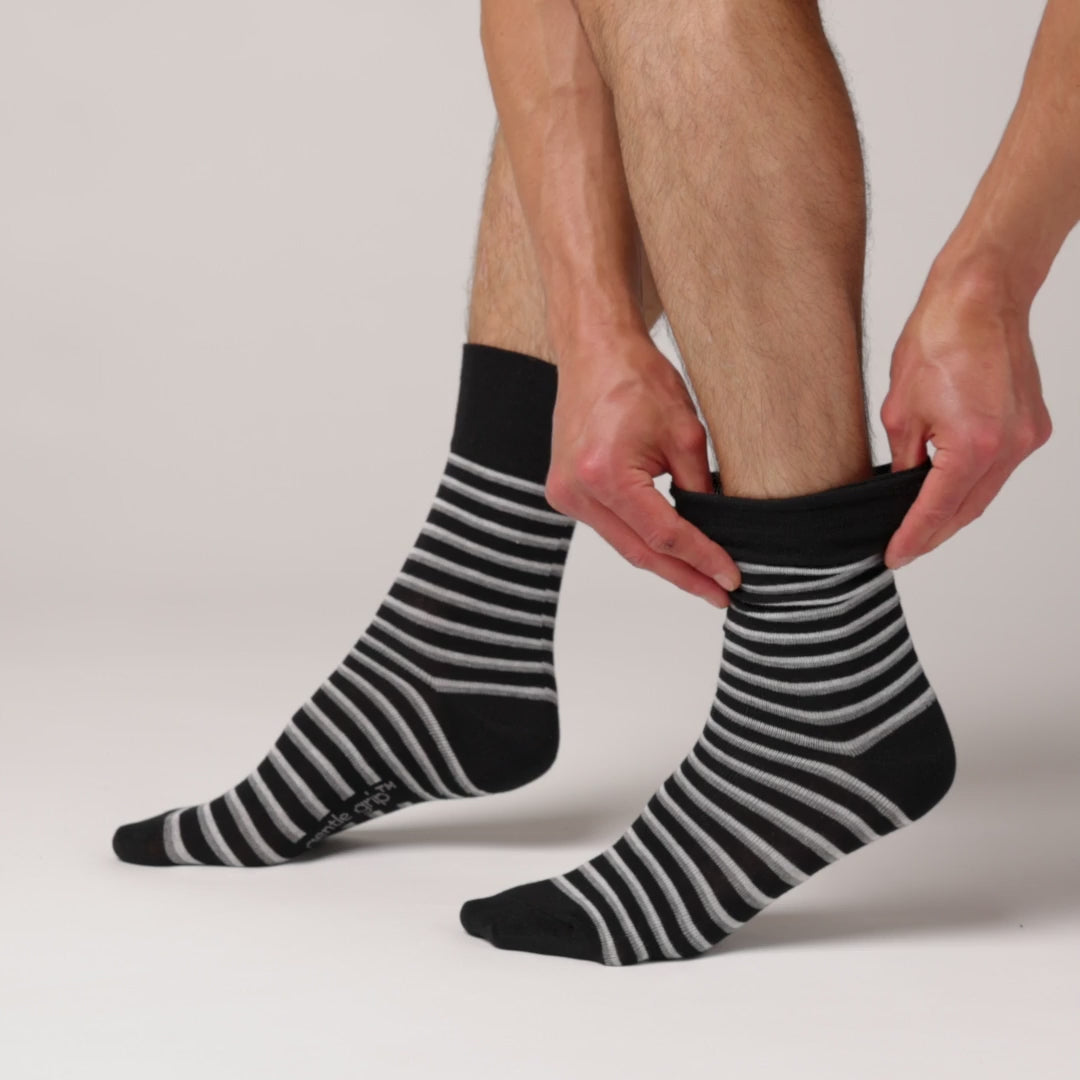 6 Pairs Men's Litha Varied Stripe Cotton Socks - Black