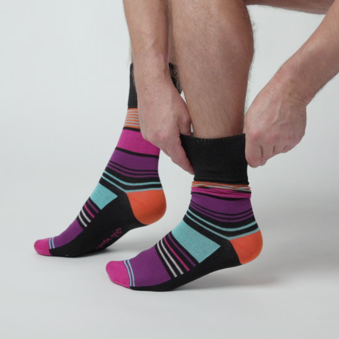 6 Pairs Men's Colourburst Cotton Socks - Vibrant Vision