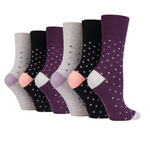 Load image into Gallery viewer, 6 Pairs Ladies Cotton Socks - Ritz Black/Grey/Plum
