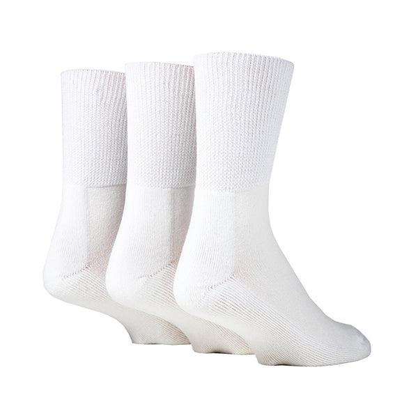 3 Pairs Cushion Foot Bamboo Diabetic Socks - White
