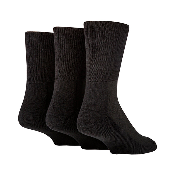 3 Pairs Cushion Foot Bamboo Diabetic Socks - Black