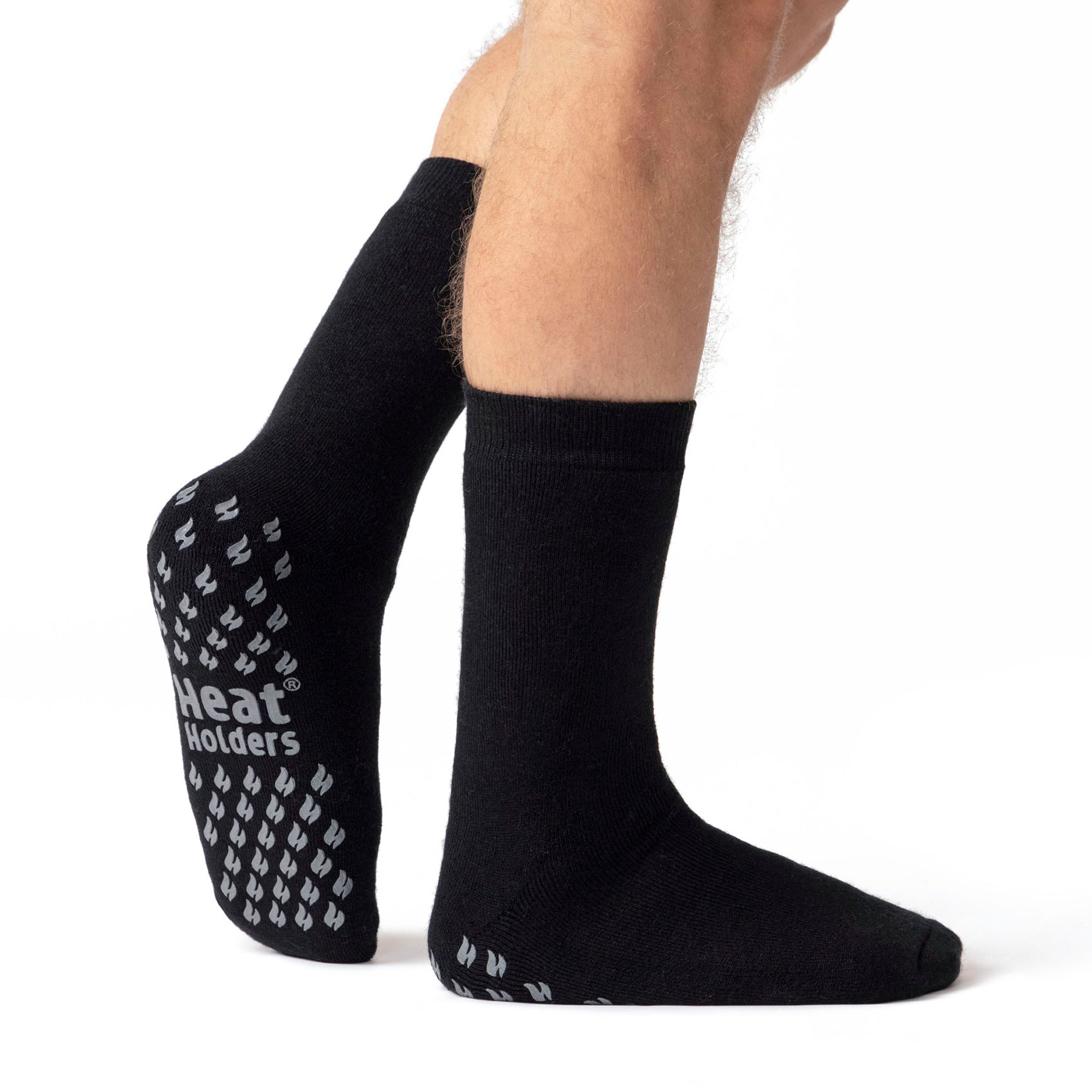 1 Pair Men's IOMI FootNurse Heat Holders Dual Layer Raynaud's Thermal Warm Slipper Socks Black