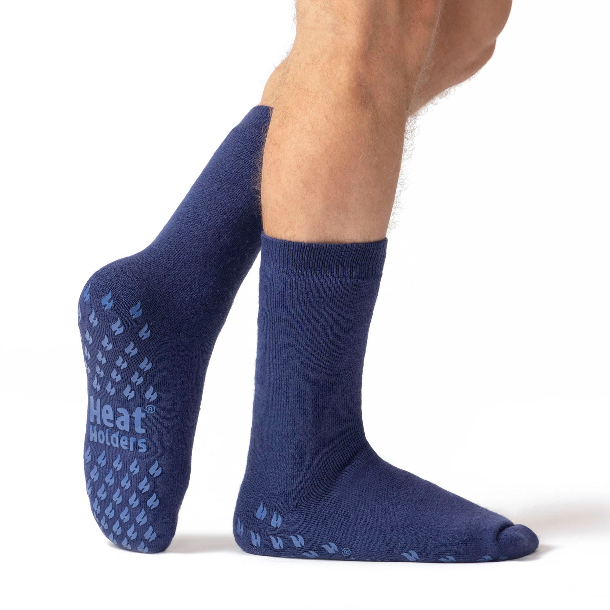 1 Pair Men's IOMI FootNurse Heat Holders Dual Layer Raynaud's Thermal Warm Slipper Socks Deep Blue