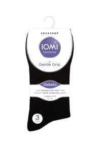 6 Pairs Ladies IOMI FootNurse Diabetic Socks Black