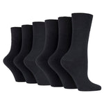 Load image into Gallery viewer, 6 Pairs Ladies IOMI FootNurse Gentle Grip Diabetic Socks - Black
