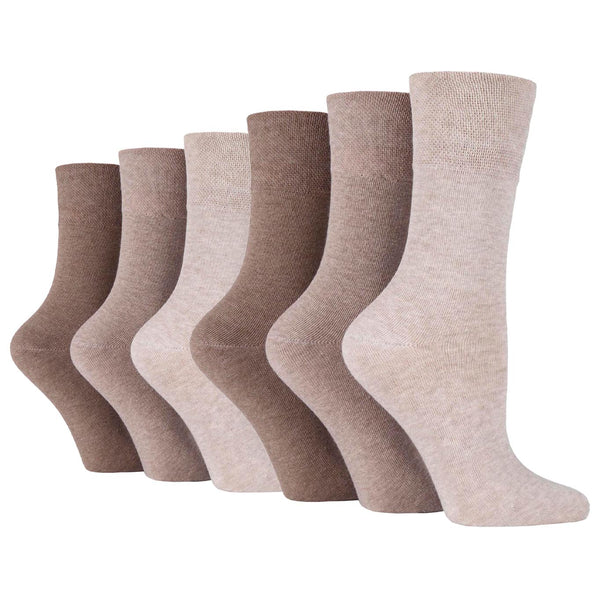 6 Pairs Ladies Diabetic Socks - Natural Mix