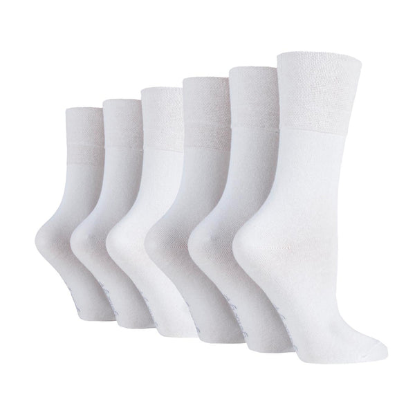 6 Pairs Ladies Diabetic Socks - White