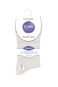 6 Pairs Ladies IOMI FootNurse Gentle Grip Diabetic Socks - Light Brown Mix