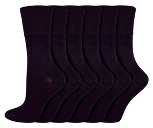 6 Pairs Ladies IOMI FootNurse Gentle Grip Bamboo Diabetic Socks Plain Black