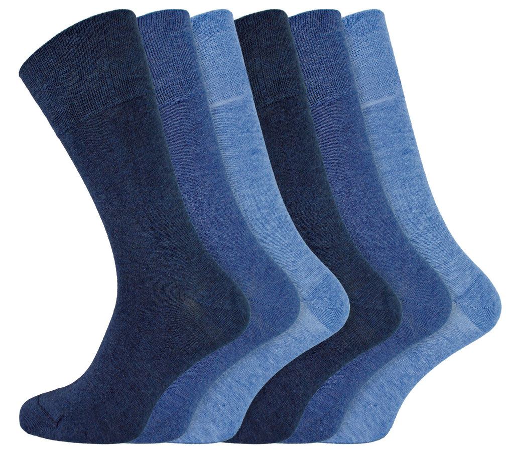 6 Pairs Men's IOMI FootNurse Gentle Grip Bamboo Diabetic Socks Blue Mix