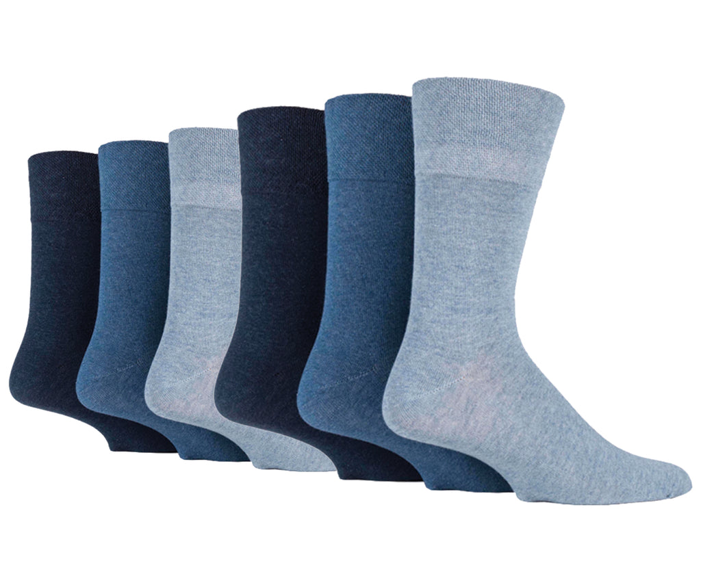 6 Pairs Men's Gentle Grip Diabetic Socks Blue