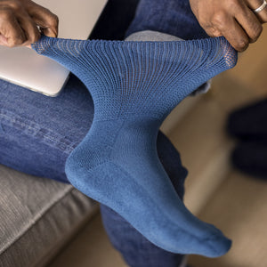 3 Pairs IOMI FootNurse Cushion Foot Bamboo Blend Diabetic Socks Blue Mix