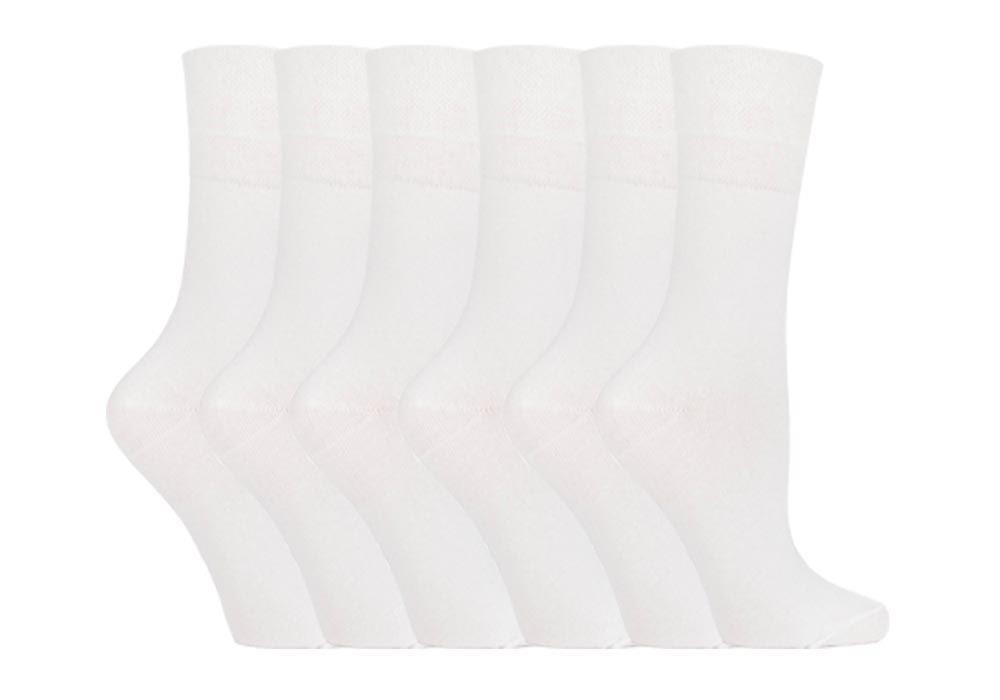 6 Pairs Ladies Gentle Grip Diabetic Socks White