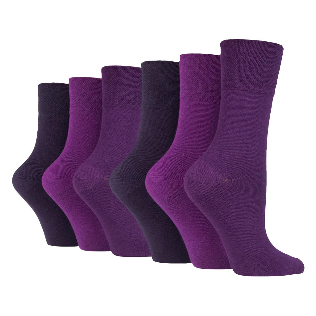 6 Pairs Ladies Gentle Grip Diabetic Socks Purples