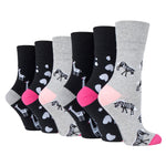 Load image into Gallery viewer, 6 Pairs Ladies Fun Feet Cotton Socks - Zebra Life
