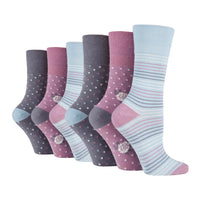 6 Pairs Ladies Cotton Socks - Dainty Flower