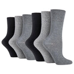 Load image into Gallery viewer, 6 Pairs Ladies Plain Cotton Socks - Black/Charcoal/Grey
