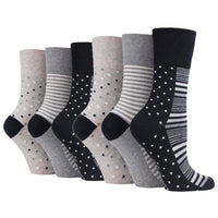 6 Pairs Ladies Cotton Socks - Monochrome