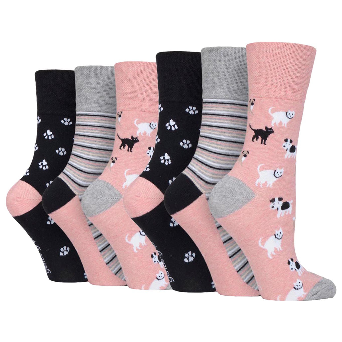 6 Pairs Ladies Fun Feet Cotton Socks - Pets