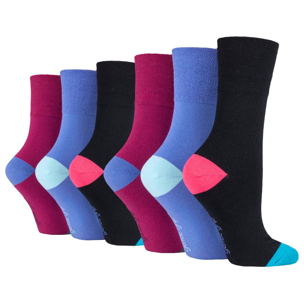 6 Pairs Ladies Gentle Grip Cotton Socks Colourburst Chroma Portal