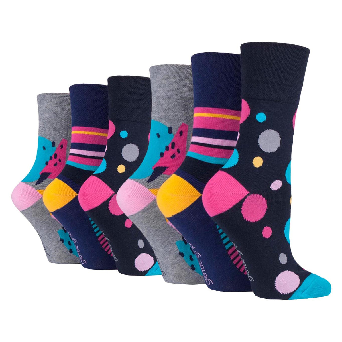 6 Pairs Ladies Colourburst Cotton Socks - Hyper Colour