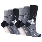 Load image into Gallery viewer, 6 Pairs Ladies Fun Feet Cotton Socks - To the Moon and Stars
