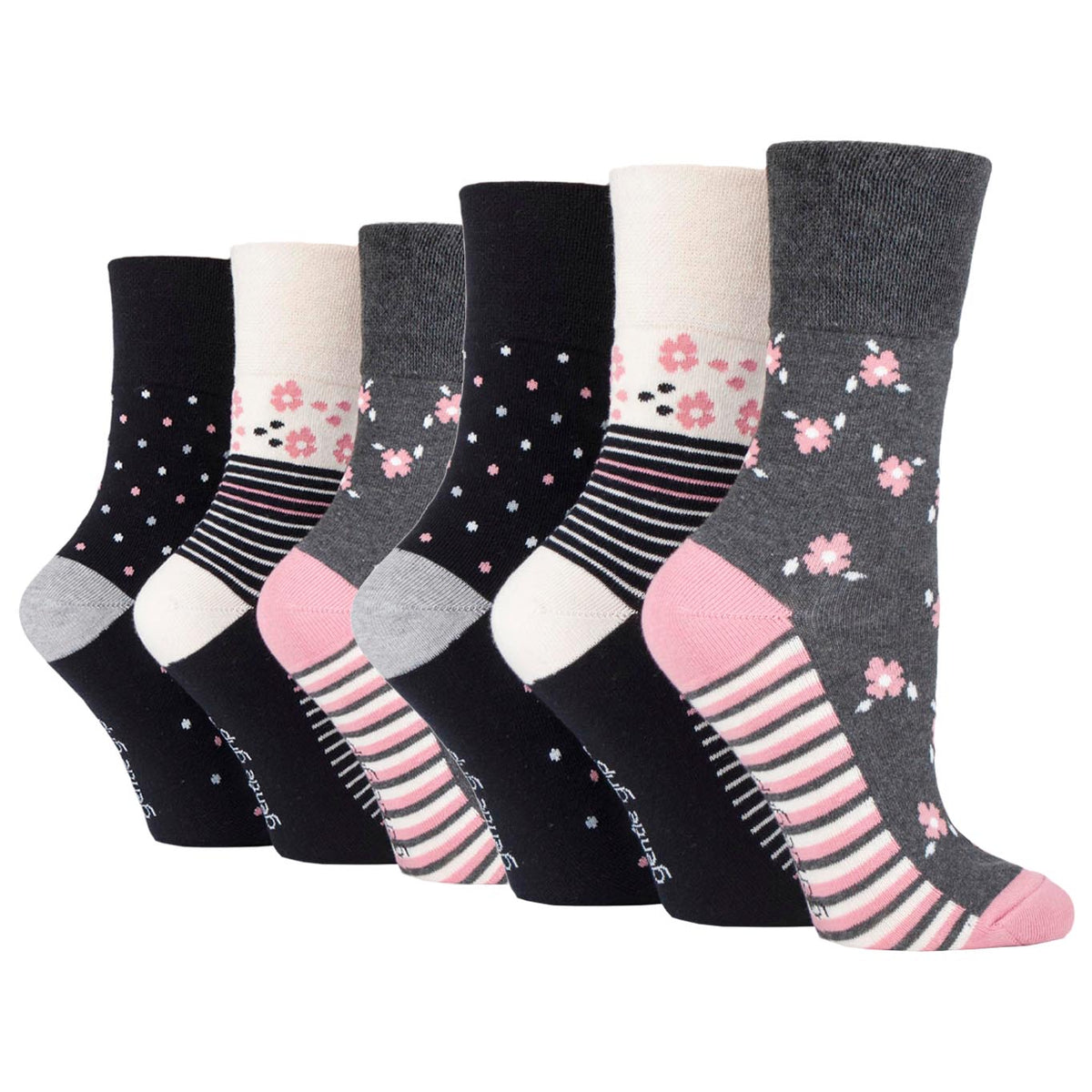 6 Pairs Ladies Cotton Socks - Floral Hybrid