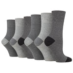 Load image into Gallery viewer, 6 Pairs Ladies Seclude Contrast Heel Socks - Grey
