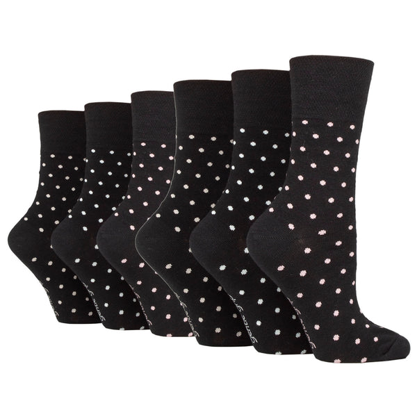 6 Pairs Ladies Digital Dots Cotton Socks - Black