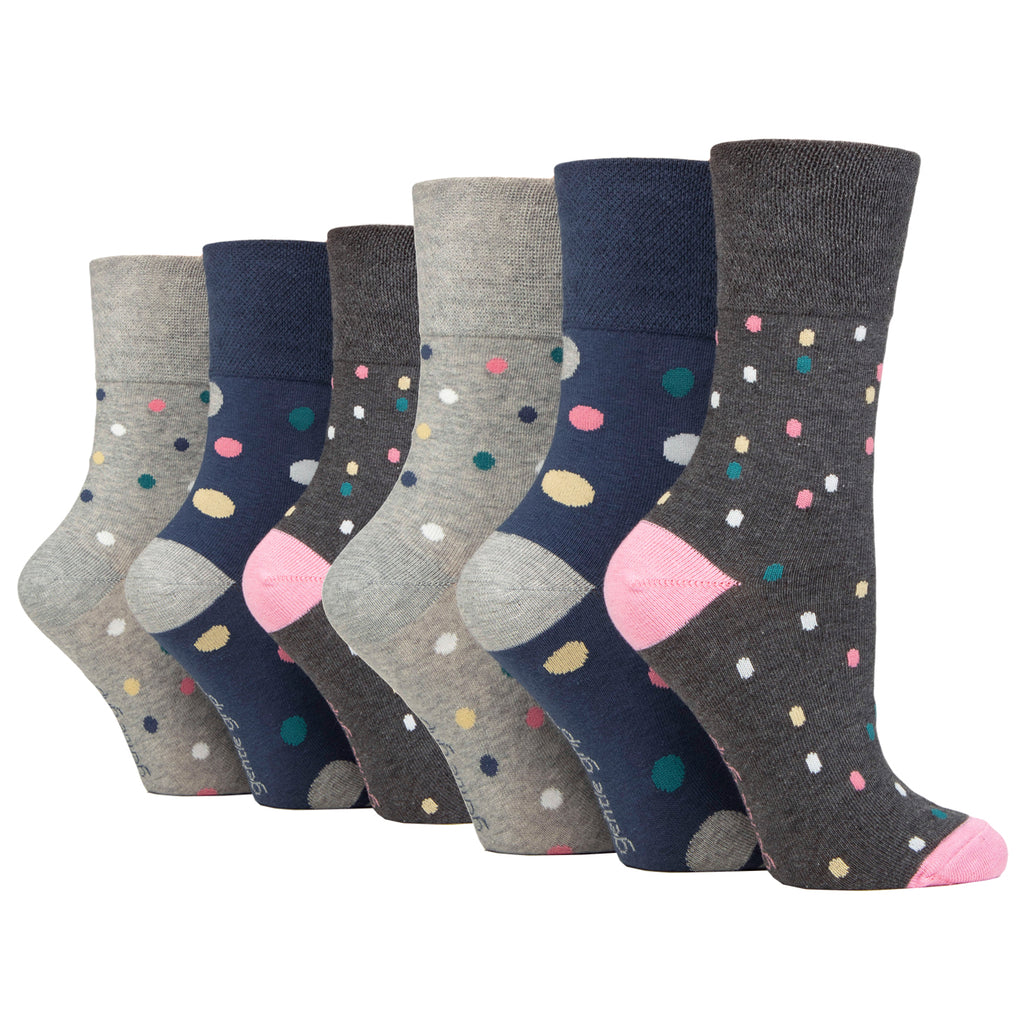 6 Pairs  Ladies Gentle Grip Cotton Socks - Speckled