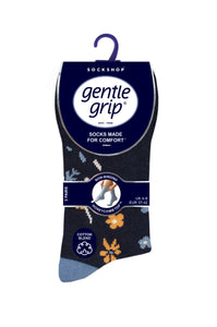6 Pairs Ladies Gentle Grip Cotton Socks - Ditsy Floral