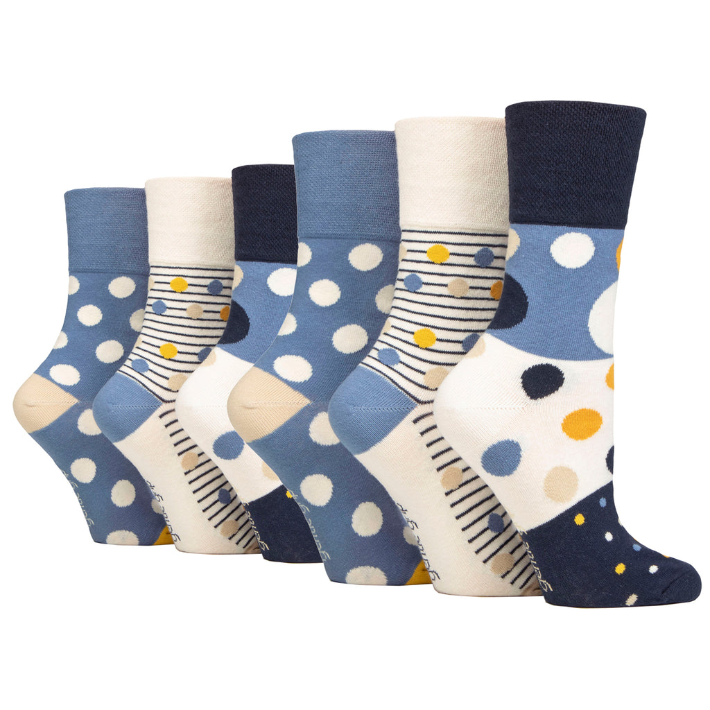 6 Pairs Ladies Gentle Grip Cotton Socks - Summer Spots