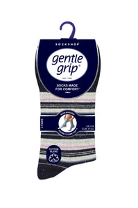 6 Pairs Ladies Gentle Grip Cotton Socks - Summer Terazzo