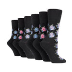 Load image into Gallery viewer, 6 Pairs Ladies Cotton Socks - Black Rose
