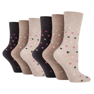 6 Pairs Ladies Gentle Grip Cotton Socks Black/Natural
