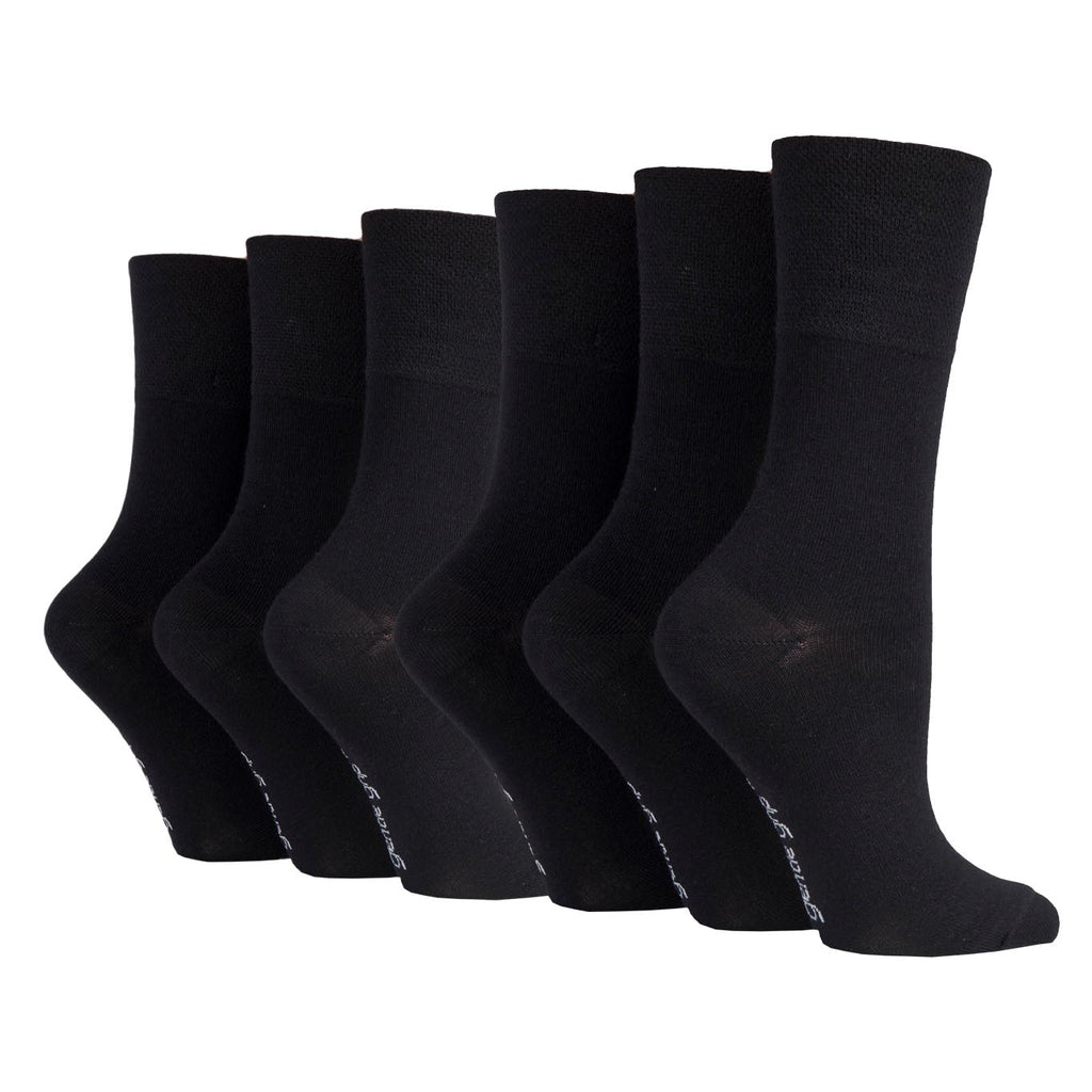 6 Pairs Ladies Gentle Grip Bamboo Socks Black