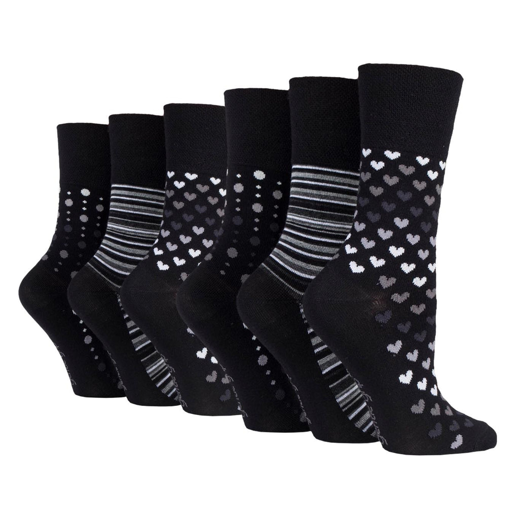 6 Pairs Ladies Gentle Grip Bamboo Socks - Mono