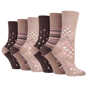 6 Pairs Ladies Gentle Grip Bamboo Socks Neutral