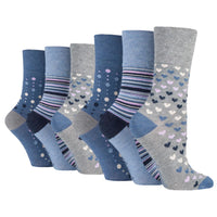 6 Pairs Ladies Bamboo Socks - Denim