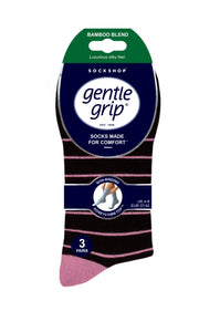 6 Pairs Ladies Gentle Grip Bamboo Socks - Minimal Stripe