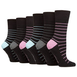 Load image into Gallery viewer, 6 Pairs Ladies Gentle Grip Bamboo Socks - Minimal Stripe
