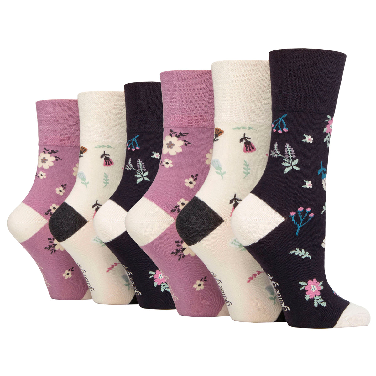 6 Pairs Ladies Bamboo Socks - Botanical Bloom