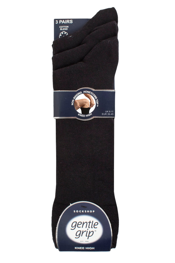 3 Pairs Men's Below Knee Cotton Socks - Black