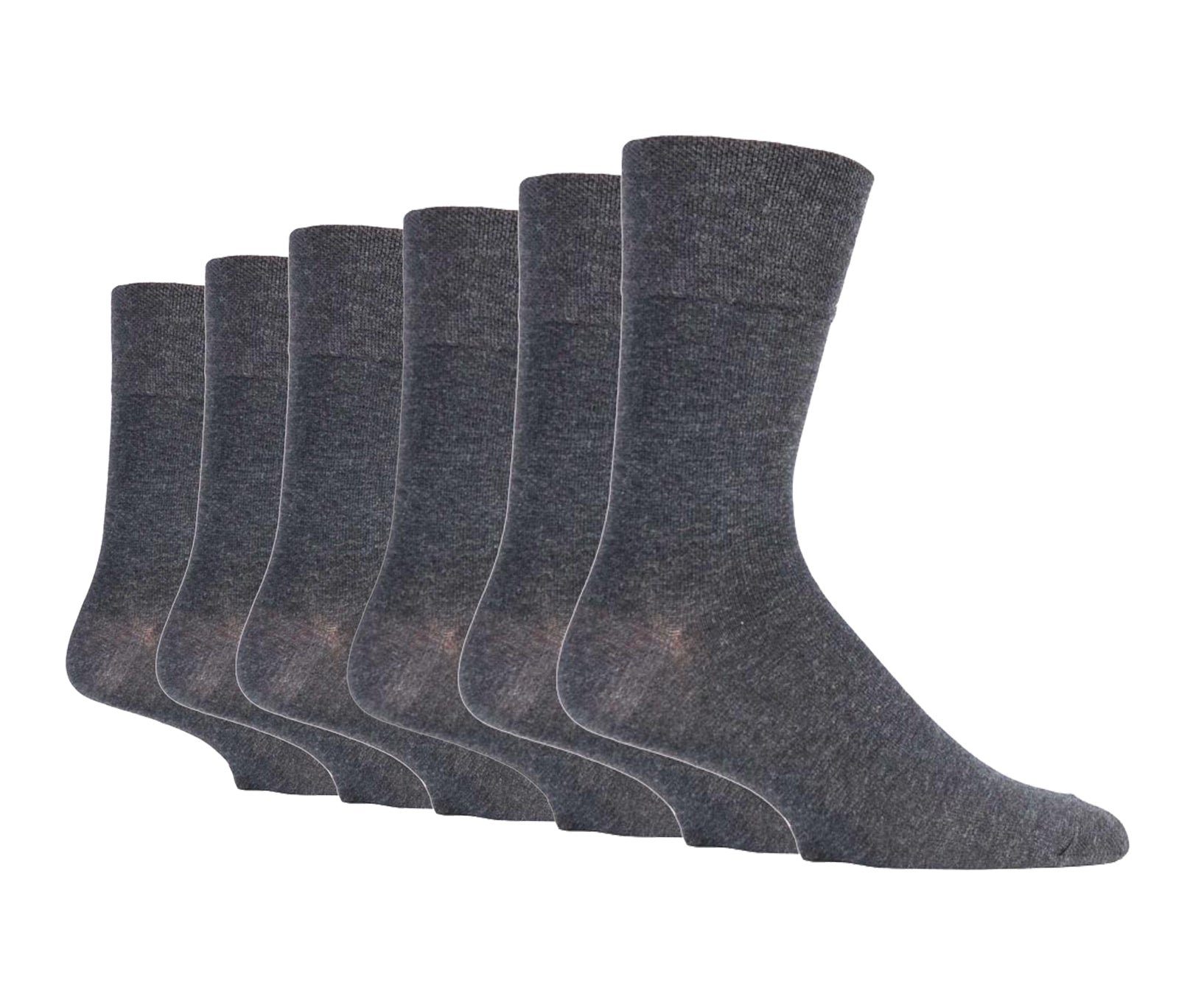 6 Pairs Men's Gentle Grip Cotton Socks Charcoal