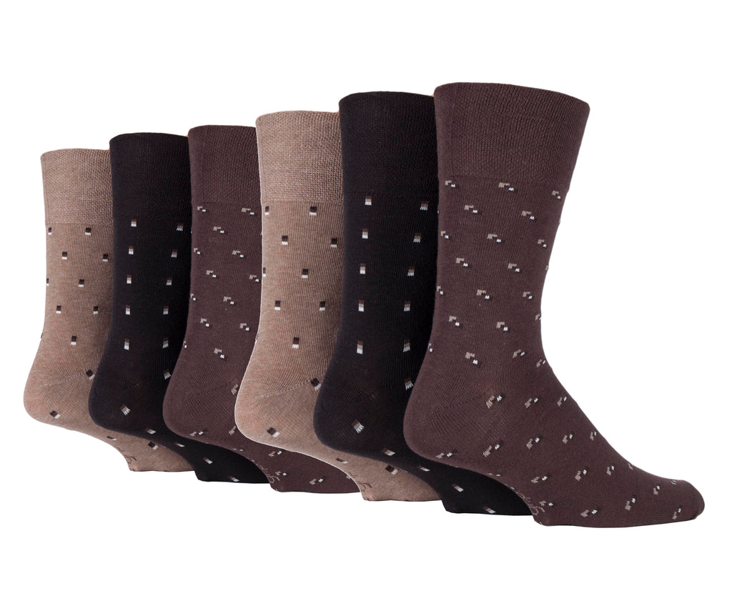 6 Pairs Men's Gentle Grip Cotton Socks - Suit Brown